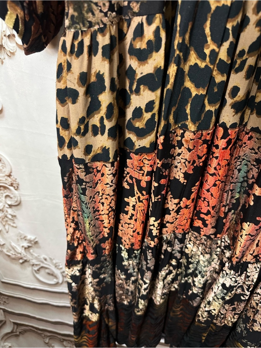 Mixed-Print Tiered Maxi Dress - Black Multi - Picture 11 of 12